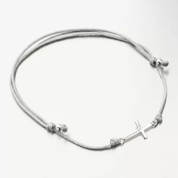 Strieborný povrázkový náramok s krížikom BST-14713-G