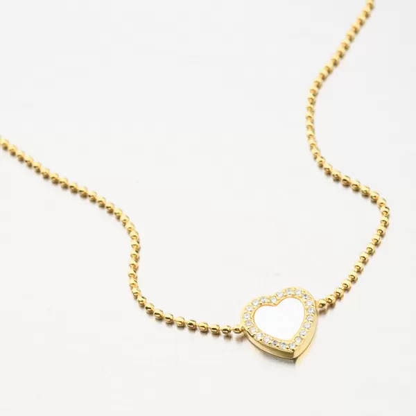 Pozlátený strieborný guličkový náramok so srdiečkom BST-14662/G