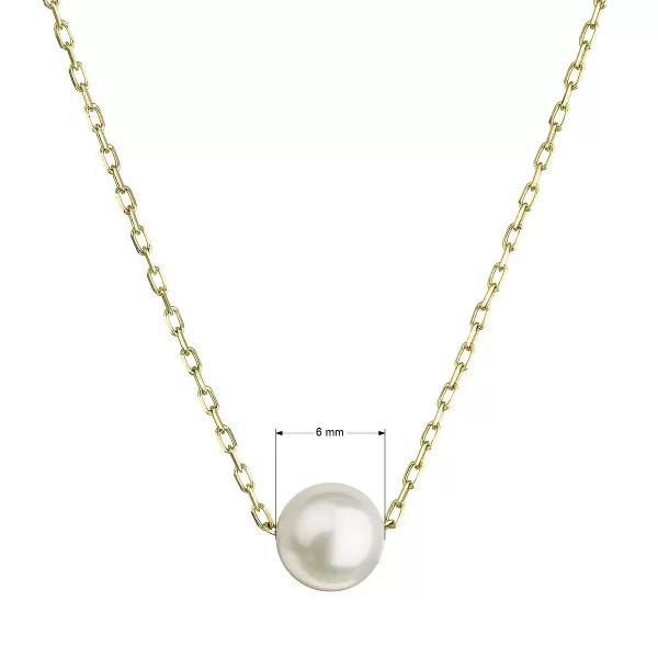 Zlatý 14 karátový náhrdelník žlté zlato s bielou riečnou perlou 92P00027