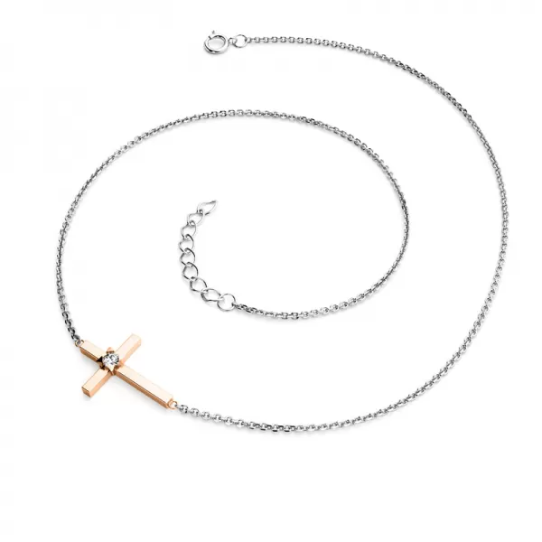 Dámsky náhrdelník prírodný diamant 0,035 ct G/SI kríž s diamantom 10872-NH01-BCV