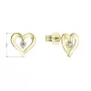 Zlaté 14 karátové náušnice srdiečka žlté zlato s bielym zirkónom 91Z00033 crystal