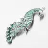 Strieborná brošňa Peacock so zelenými zirkónmi PKL-6009