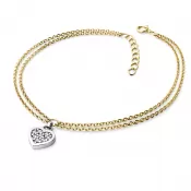 Náramok žlté zlato s bielym srdiečkom a diamantmi 10881-NR02-ZLB