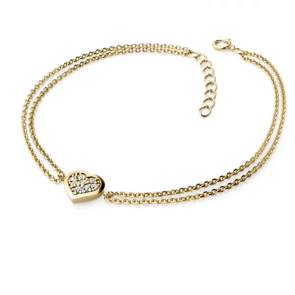 Náramok so srdiečkom a briliantmi 10877-NR02-ZL