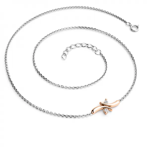 Dámsky náhrdelník zlatý mix 585/1000 prírodný diamant 0,030 ct G/SI brilianty 10851-NH01-BCV