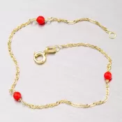 Zlatý náramok s červenými koralmi 44-1141