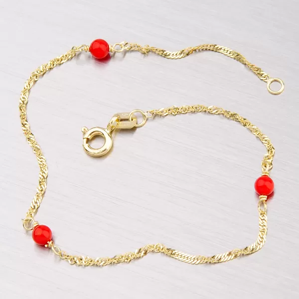 Zlatý náramok s červenými koralmi 44-1141