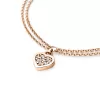 Náramok ružové zlato so srdiečkom a diamantmi 10881-NR02-CV