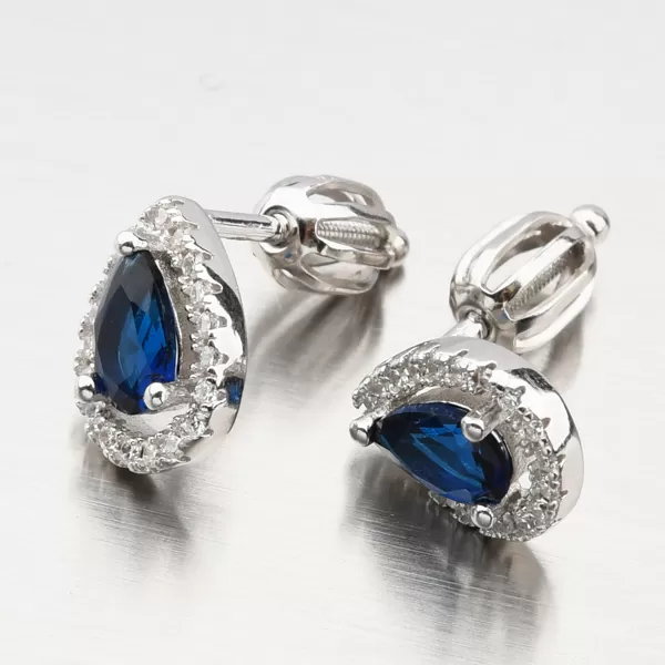 Strieborné náušnice so zafírom a so zirkónmi UPST-122020/S