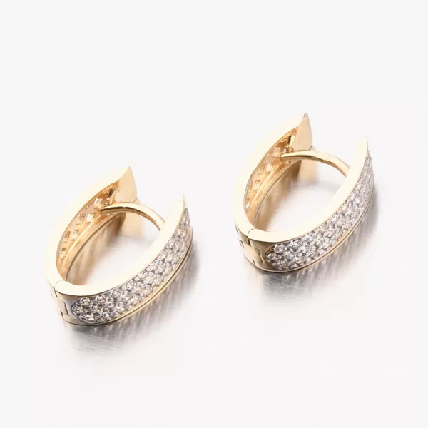 Dámske náušnice žlté zlato 585 zirkón oválny PKL12-021