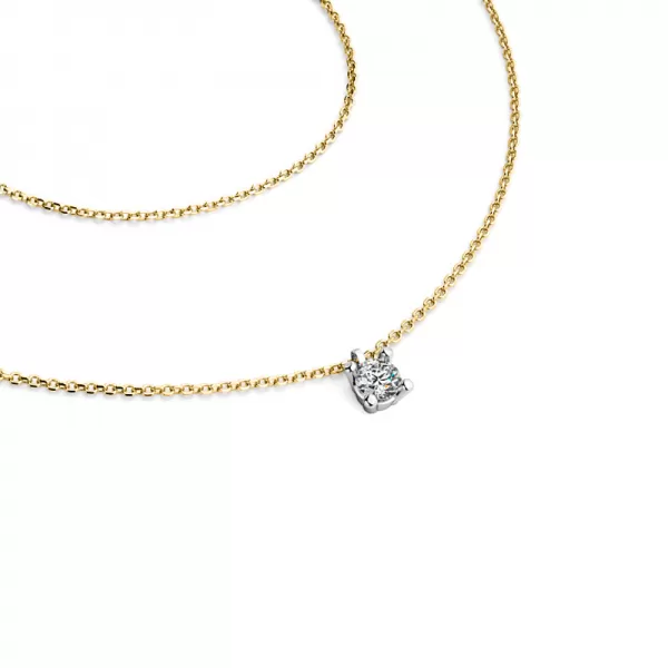 Dámsky náhrdelník zlatý mix 585/1000 prírodný diamant 0,130 ct G/SI briliant 10828-NH02-ZLB