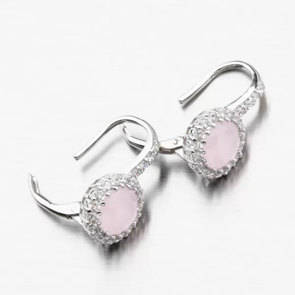 Strieborné náušnice s ružovým zlatom a zirkónmi PKL-2107