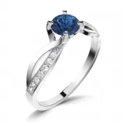 Dámsky prsteň prírodný diamant 0,50 ct G/SI zafír a diamanty 140002-B-SAF