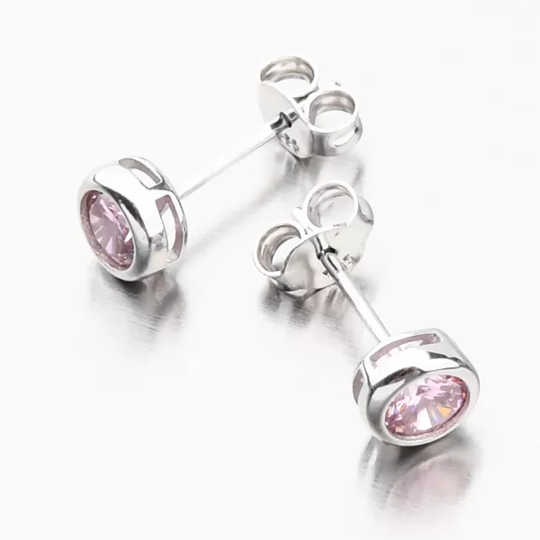 Kôstky z bieleho zlata s ružovým zirkónom 612G-007