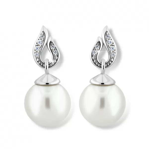 Zlaté visiace náušnice s perlou 52GZ-3125B