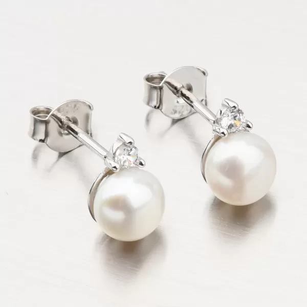 Strieborné náušnice s perlou a so zirkónom UPST-121195