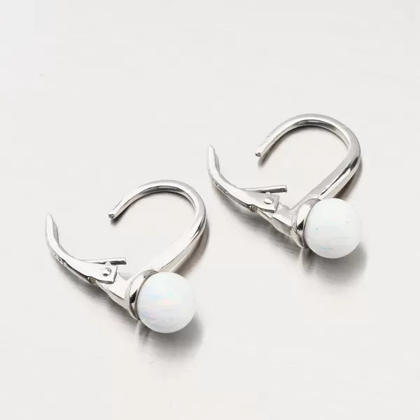 Strieborné náušnice s bielym opálom UCST-121742/6