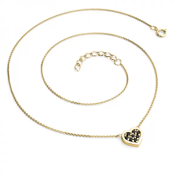 Žlté zlato so srdcom s čiernymi briliantmi 10881-nh01-Zl-čierna