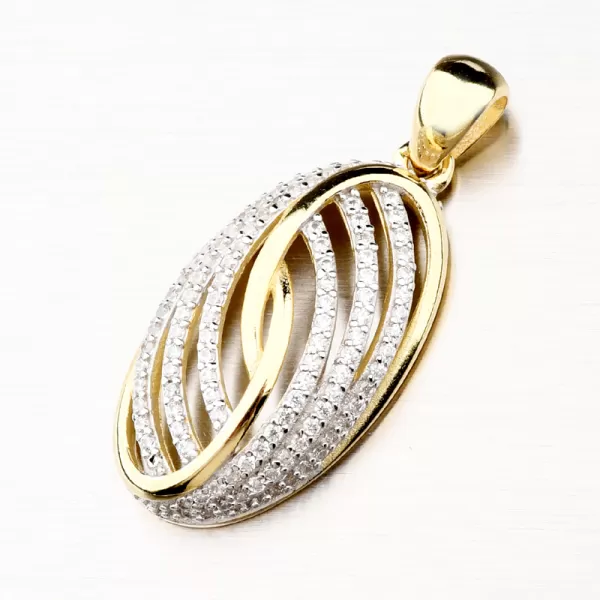 Pozlátený strieborný prívesok so zirkónmi PKL-3109