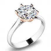 Zásnubný prsteň z bieleho zlata s ružovou korunkou ZP-10938-BCV-ZIR