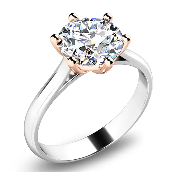 Zásnubný prsteň z bieleho zlata s ružovou korunkou ZP-10938-BCV-ZIR