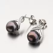 Strieborné náušnice s perlou a so zirkónmi UPST-122616PB