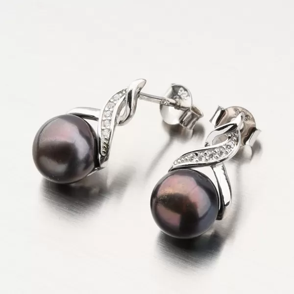 Strieborné náušnice s perlou a so zirkónmi UPST-122616PB