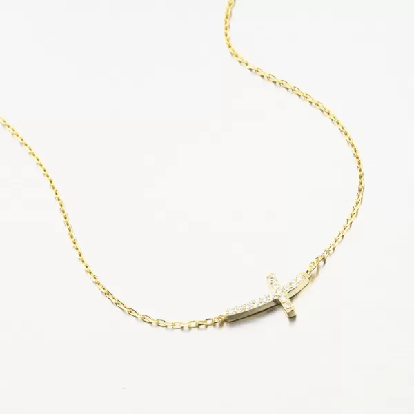 Pozlátený strieborný náhrdelník s krížikom SST-15546/G