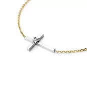 Dámsky náramok žlté zlato 585/1000 prírodný diamant 0,035 ct G/SI krížik s briliantom 10872-NR01-ZLB