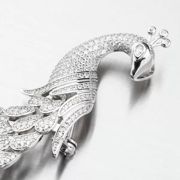 Strieborná brošňa Peacock s zirkónmi PKL-6010