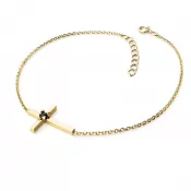 Dámsky náramok žlté zlato 585/1000 prírodný diamant 0,035 ct kríž s čiernym 10872-NR01-ZL-Black