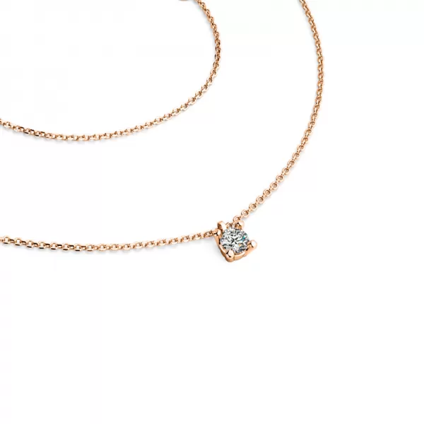 Dámsky náhrdelník z ružového zlata 585/1000 prírodný diamant 0,130 ct G/SI s briliantom 10828-NH02-CV