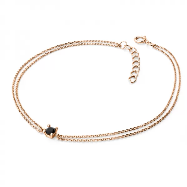 Dámsky náramok ružové zlato 585/1000 prírodný diamant 0,130 ct čierny 10828-NR02-CV-Black
