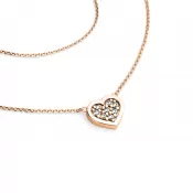 Ružový zlatý náhrdelník so srdiečkami s brilliabmi 10881-NH01-CV