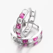 Dámske náušnice biele zlato 585 zirkónové kruhy 612A-005