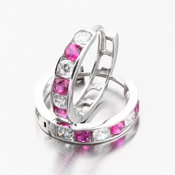 Dámske náušnice biele zlato 585 zirkónové kruhy 612A-005