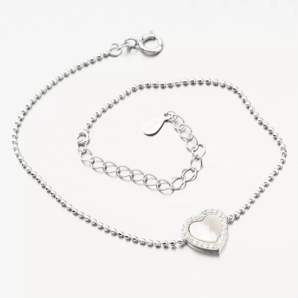 Strieborný guličkový náramok so srdiečkom BST-14662