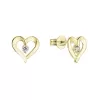 Zlaté 14 karátové náušnice srdiečka žlté zlato s bielym zirkónom 91Z00033 crystal