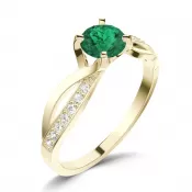 Dámsky prsteň prírodný diamant 0,50 ct G/SI smaragd a diamanty 140002-ZL-SMAR