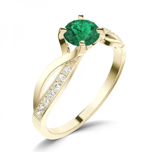 Dámsky prsteň prírodný diamant 0,50 ct G/SI smaragd a diamanty 140002-ZL-SMAR