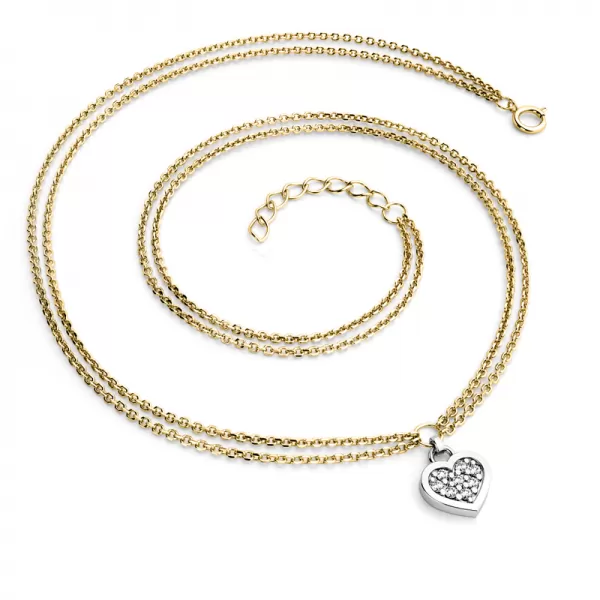 Náhrdelník zo žltého a bieleho zlata so srdiečkom 10881-NH02-ZLB