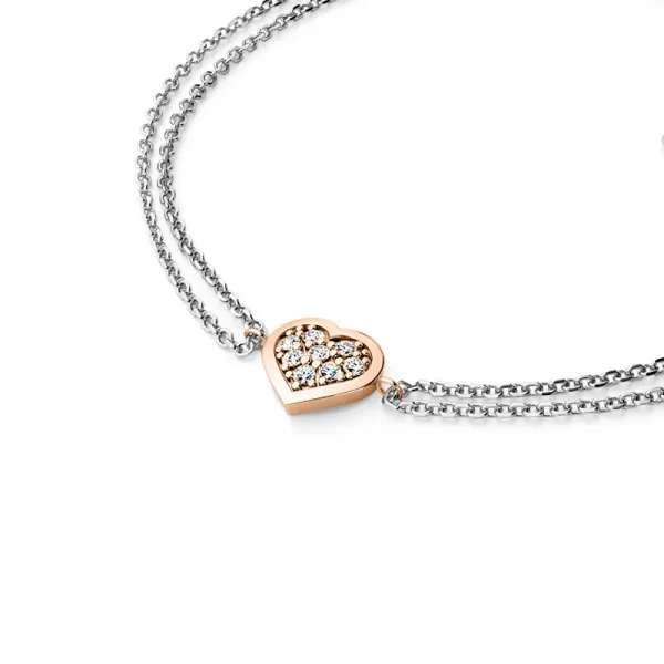 Náramok so srdiečkom a briliantmi 10877-NR02-BCV