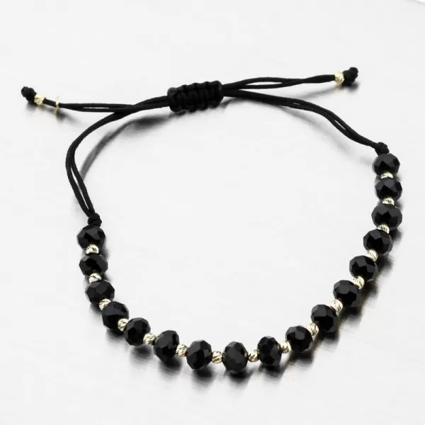 Náramok zo žltého zlata 585 šnúrka s korálkami PKL24-001