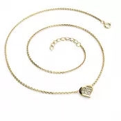 Náhrdelník zo žltého zlata so srdiečkom s briliantmi 10877-NH01-ZL