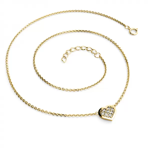 Náhrdelník zo žltého zlata so srdiečkom s briliantmi 10877-NH01-ZL