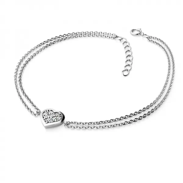 Náramok so srdiečkom a briliantmi 10877-NR02-B