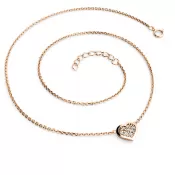 Náhrdelník z ružového zlata so srdiečkom s briliantmi 10877-NH01-CV