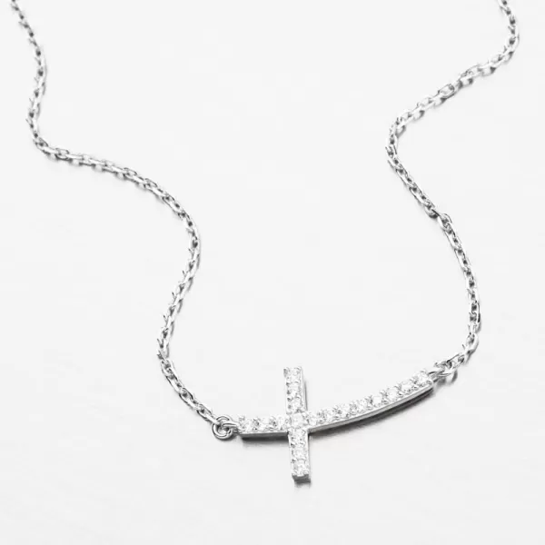 Strieborný náhrdelník s krížom a so zirkónmi PKL-5010
