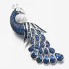 Strieborná brošňa Peacock s modrými zirkónmi PKL-6008