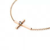 Dámsky náramok ružové zlato 585/1000 prírodný diamant 0,035 ct G/SI krížik s briliantom 10872-NR01-CV